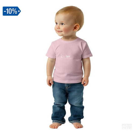 Camiseta bebé - QUÍMICA CULER Rosa – Print Material Científicament Culer merch FCB Barça culers blaugrana ciència i futbol passió | remixculers