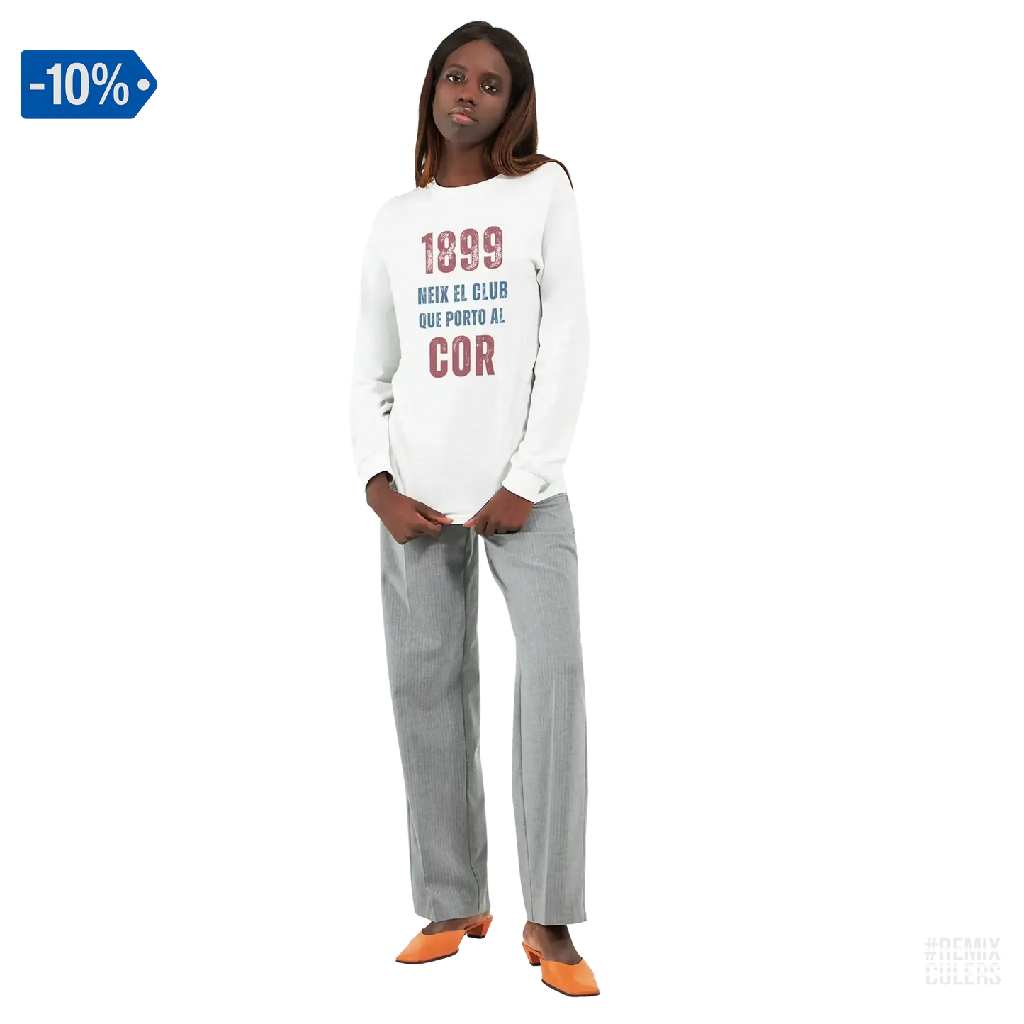 Camiseta de manga larga unisex - 1899 Blanco – Print Material 1899 neix el club que porto al cor merch FCB Barça culers blaugrana història fundació orgull identitat futbol | remixculers