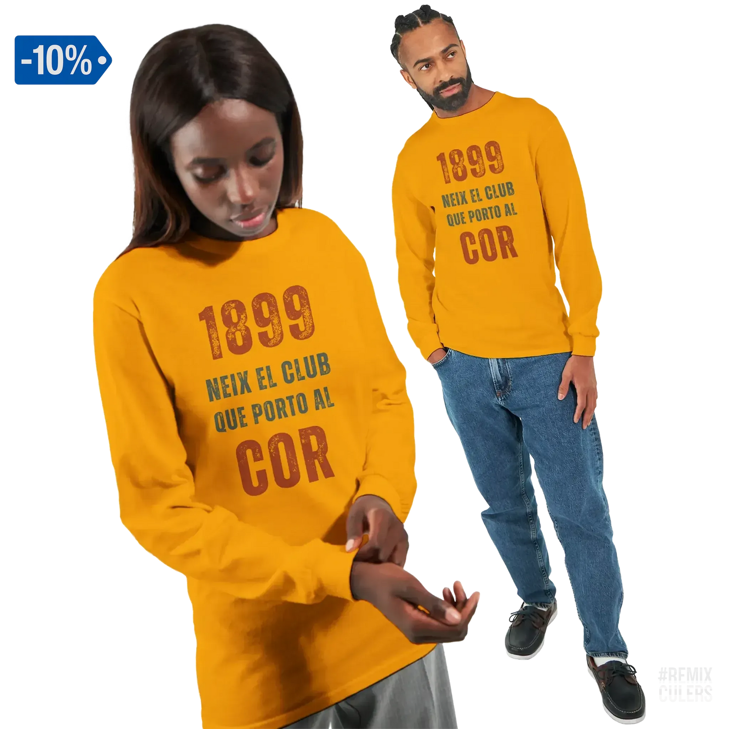 Camiseta de manga larga unisex - 1899 Oro – Print Material 1899 neix el club que porto al cor merch FCB Barça culers blaugrana història fundació orgull identitat futbol | remixculers