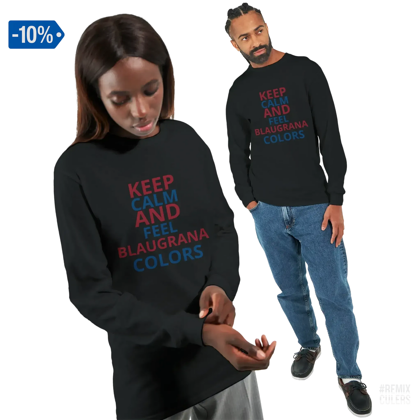 Camiseta de manga larga unisex - KEEP CALM Negro – Print Material Keep Calm merch FCB Barça culers blaugrana football fan pride passion | remixculers
