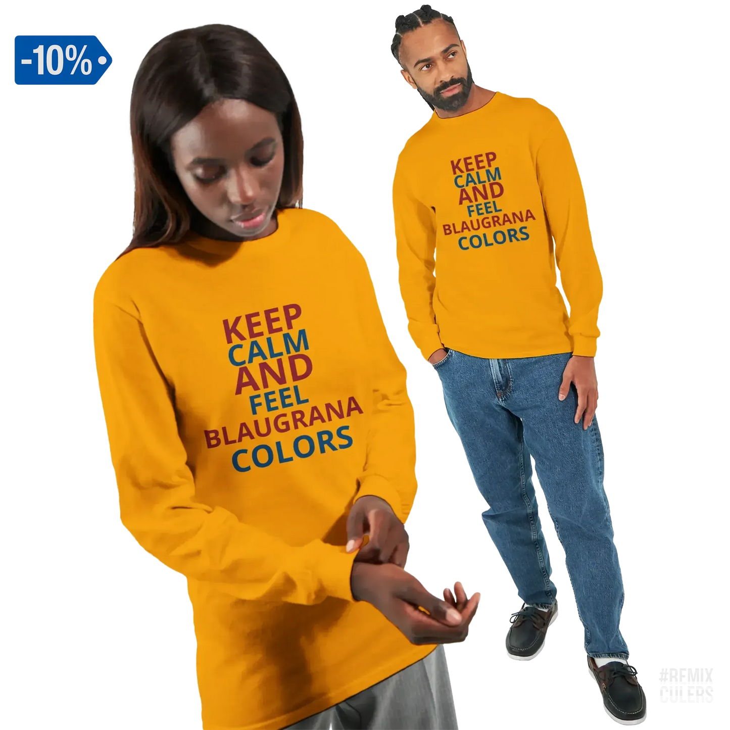 Camiseta de manga larga unisex - KEEP CALM Oro – Print Material Keep Calm merch FCB Barça culers blaugrana football fan pride passion | remixculers