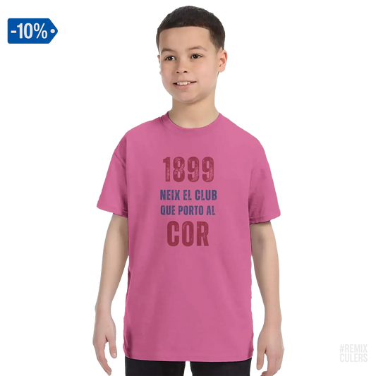 Camiseta infantil - 1899 Rosa – Print Material 1899 neix el club que porto al cor merch FCB Barça culers blaugrana història fundació orgull identitat futbol | remixculers
