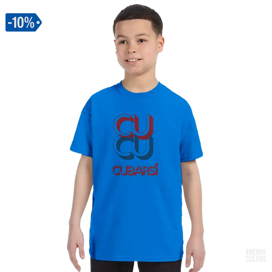 Camiseta infantil - CUCU CUBARSÍ Azul – Print Material Cu-Cu Cubarsí merch Pau Cubarsí FCB Barça culers blaugrana Masia joven promesa defensa futbol | remixculers