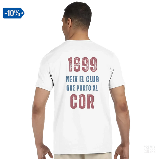 Camiseta unisex - 1899 Blanco – Print Material 1899 neix el club que porto al cor merch FCB Barça culers blaugrana història fundació orgull identitat futbol | remixculers