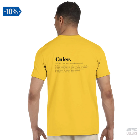 Camiseta unisex - DICCIONARIO "CULER" Amarillo – Print Material Diccionari Culer merch FCB Barça culers blaugrana frases cultura futbol | remixculers