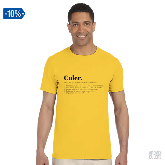 Camiseta unisex - DICCIONARIO "CULER" Amarillo – Print Material Diccionari Culer merch FCB Barça culers blaugrana frases cultura futbol | remixculers