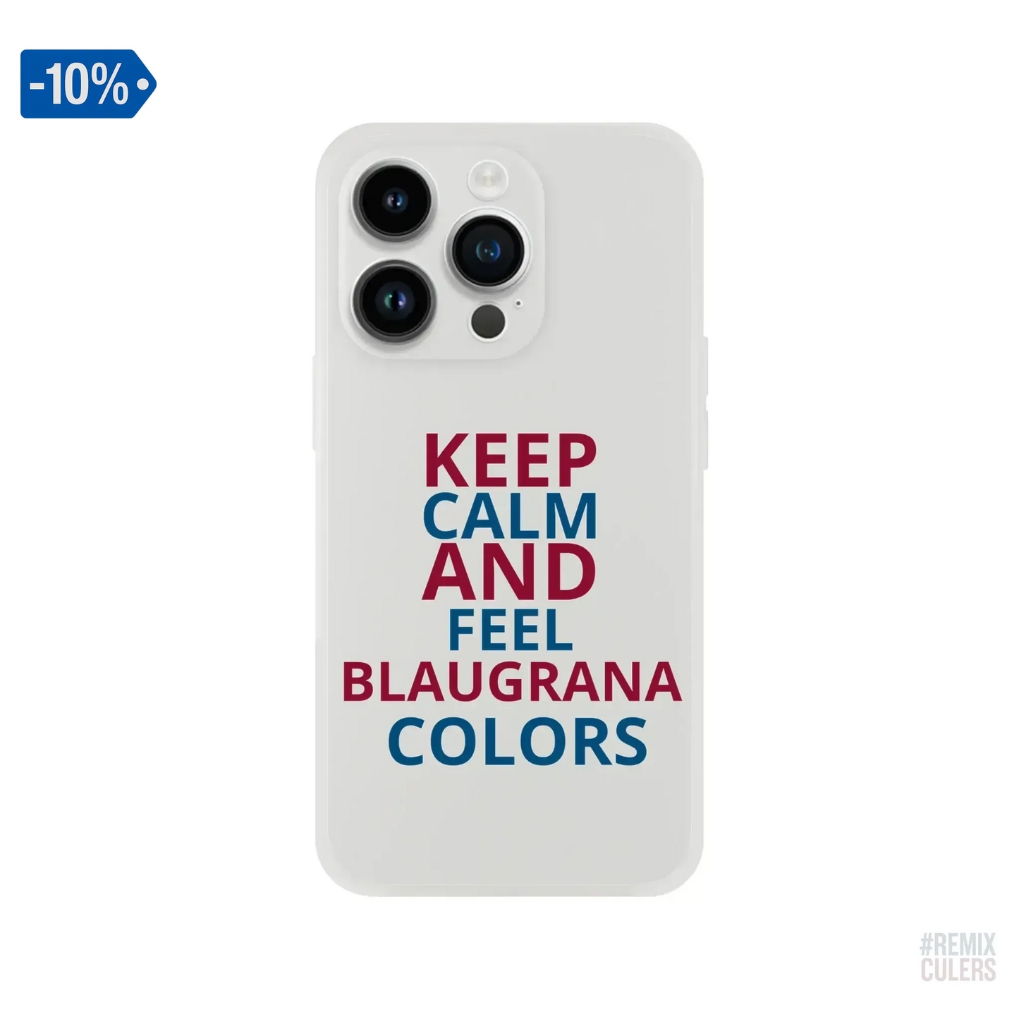 Carcasa IPHONE Flexi - KEEP CALM iPhone 14 Pro – Print Material Keep Calm merch FCB Barça culers blaugrana football fan pride passion | remixculers