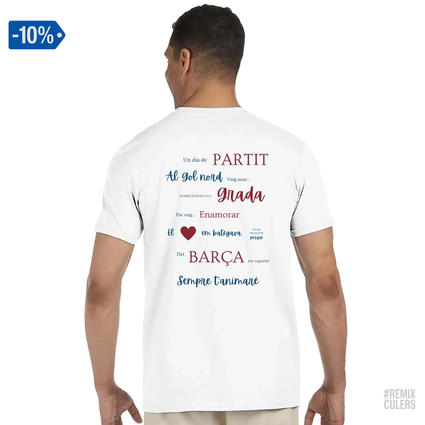 Print Material Camiseta unisex - UN DIA DE PARTIT – càntic del Barça blaugrana FCB per aficionats culers – color Blanco – remixculers