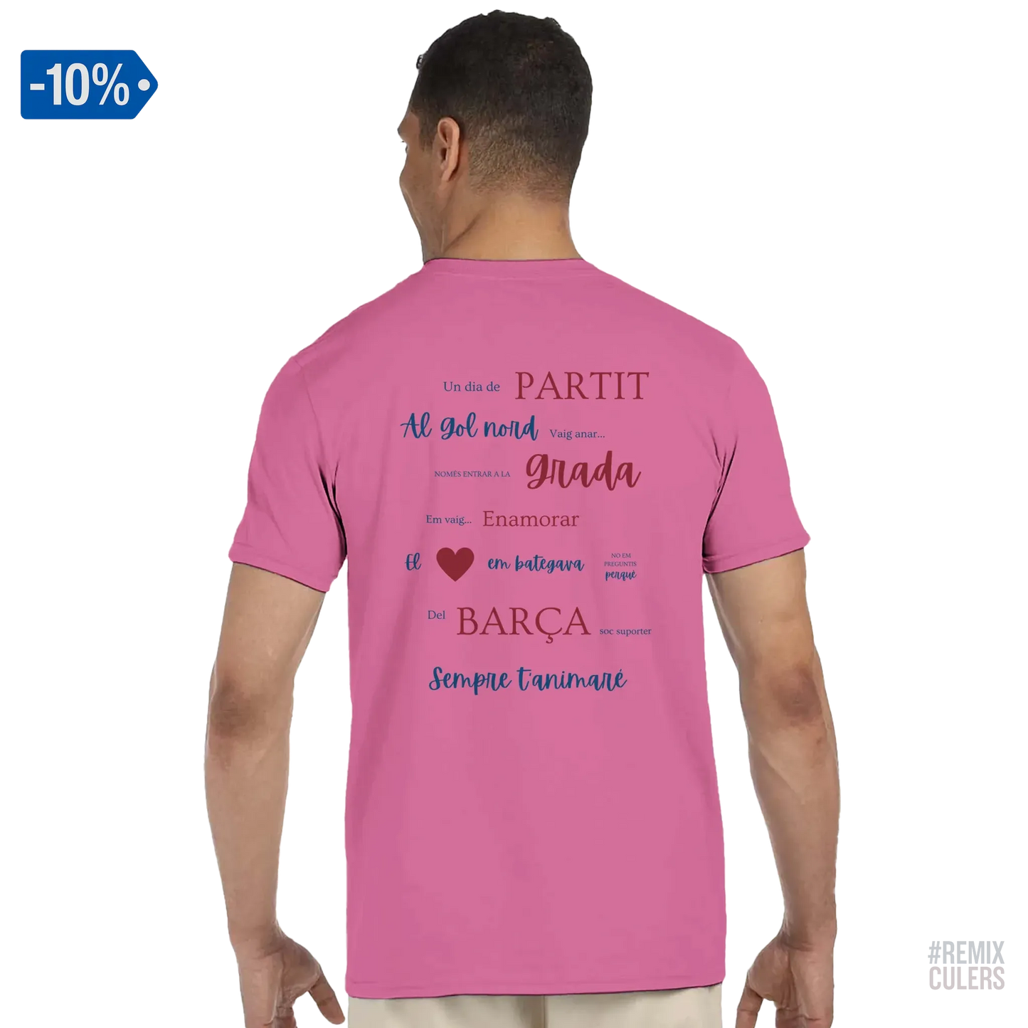Print Material Camiseta unisex - UN DIA DE PARTIT – càntic del Barça blaugrana FCB per aficionats culers – color Rosa – remixculers