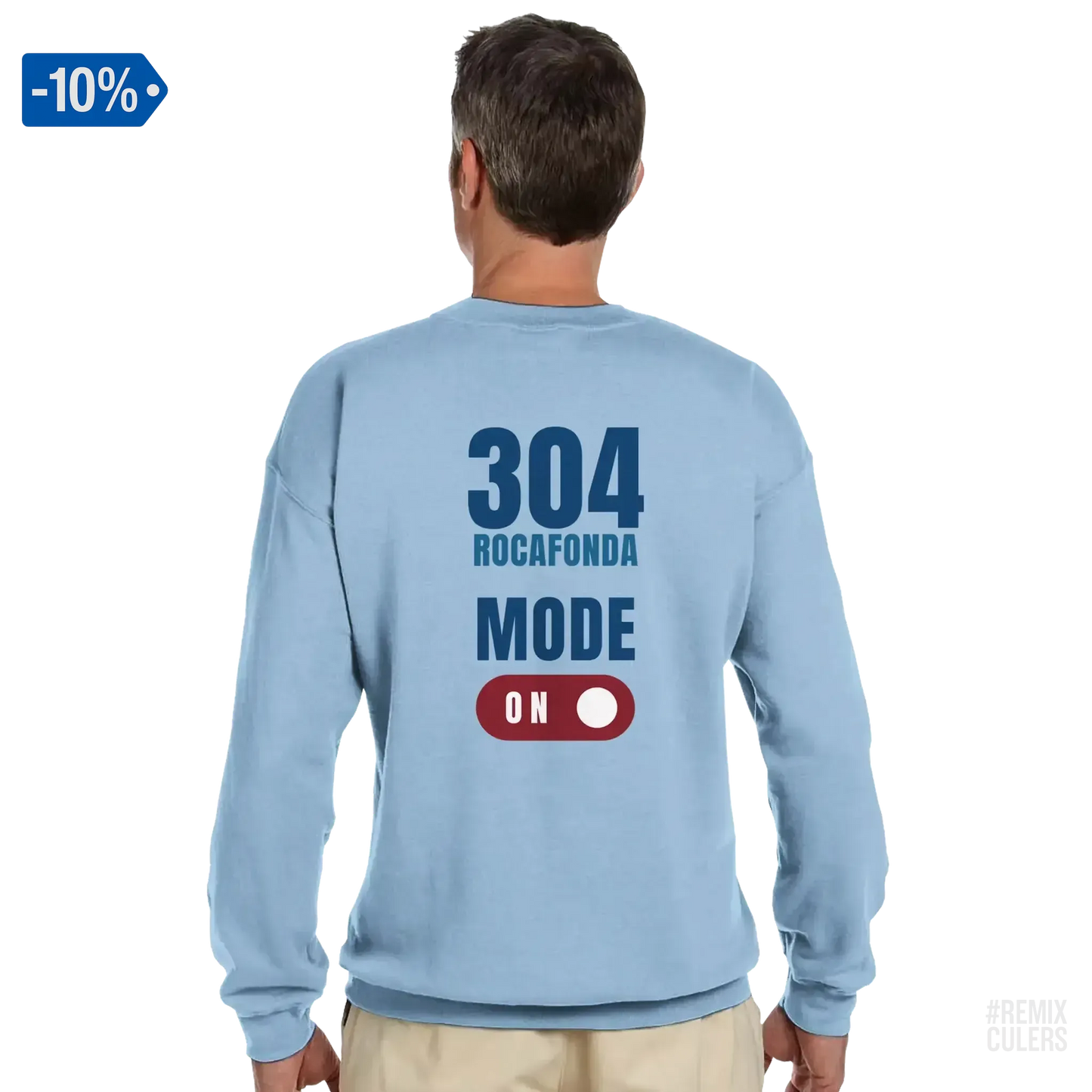 Sudadera unisex - 304 ROCAFONDA Azul claro – Print Material Rocafonda Power 304 merch FCB Barça culers blaugrana Lamine Yamal Masia barri Mataró futbol | remixculers