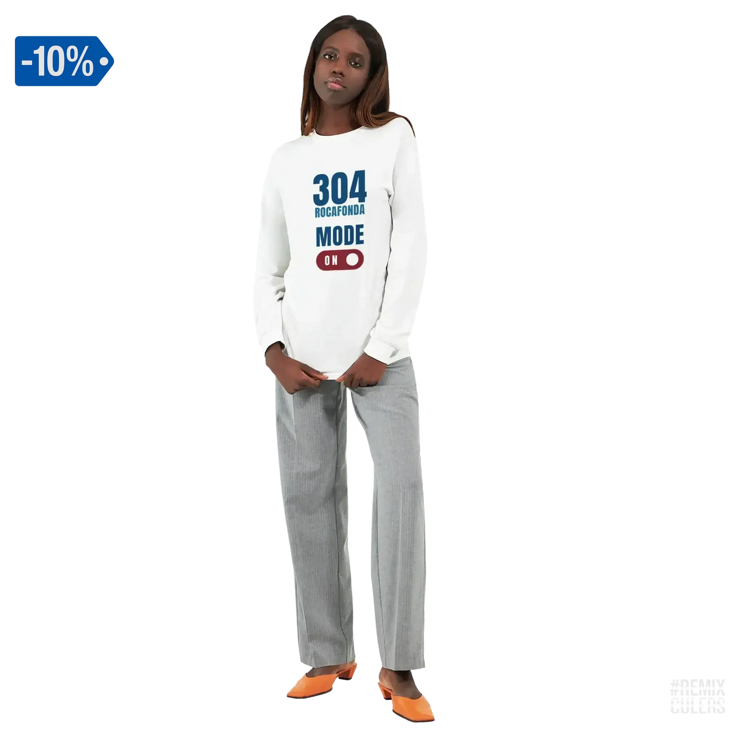 Camiseta de manga larga unisex - 304 ROCAFONDA Blanco – Print Material Rocafonda Power 304 merch FCB Barça culers blaugrana Lamine Yamal Masia barri Mataró futbol | remixculers