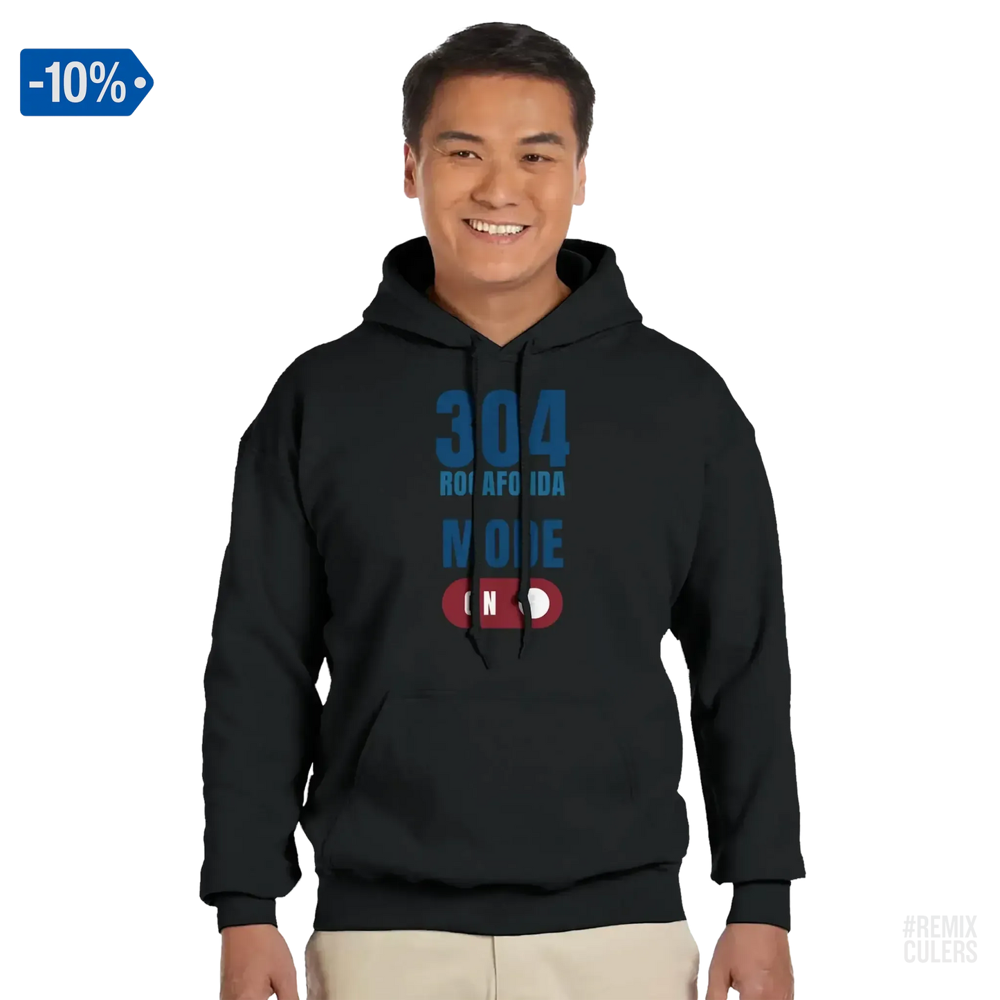 Sudadera con capucha unisex - 304 ROCAFONDA Negro – Print Material Rocafonda Power 304 merch FCB Barça culers blaugrana Lamine Yamal Masia barri Mataró futbol | remixculers