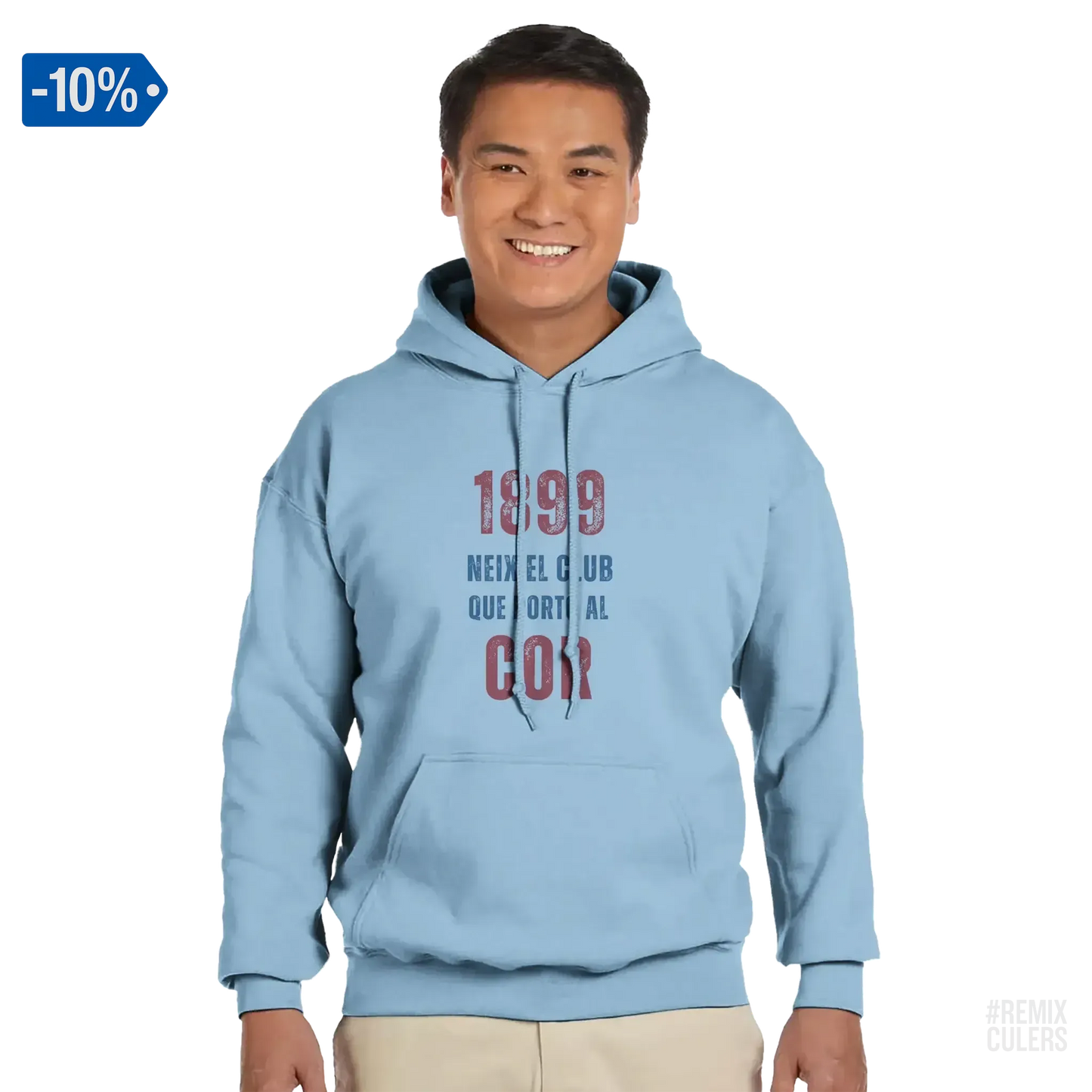 Sudadera con capucha unisex - 1899 Azul claro – Print Material 1899 neix el club que porto al cor merch FCB Barça culers blaugrana història fundació orgull identitat futbol | remixculers
