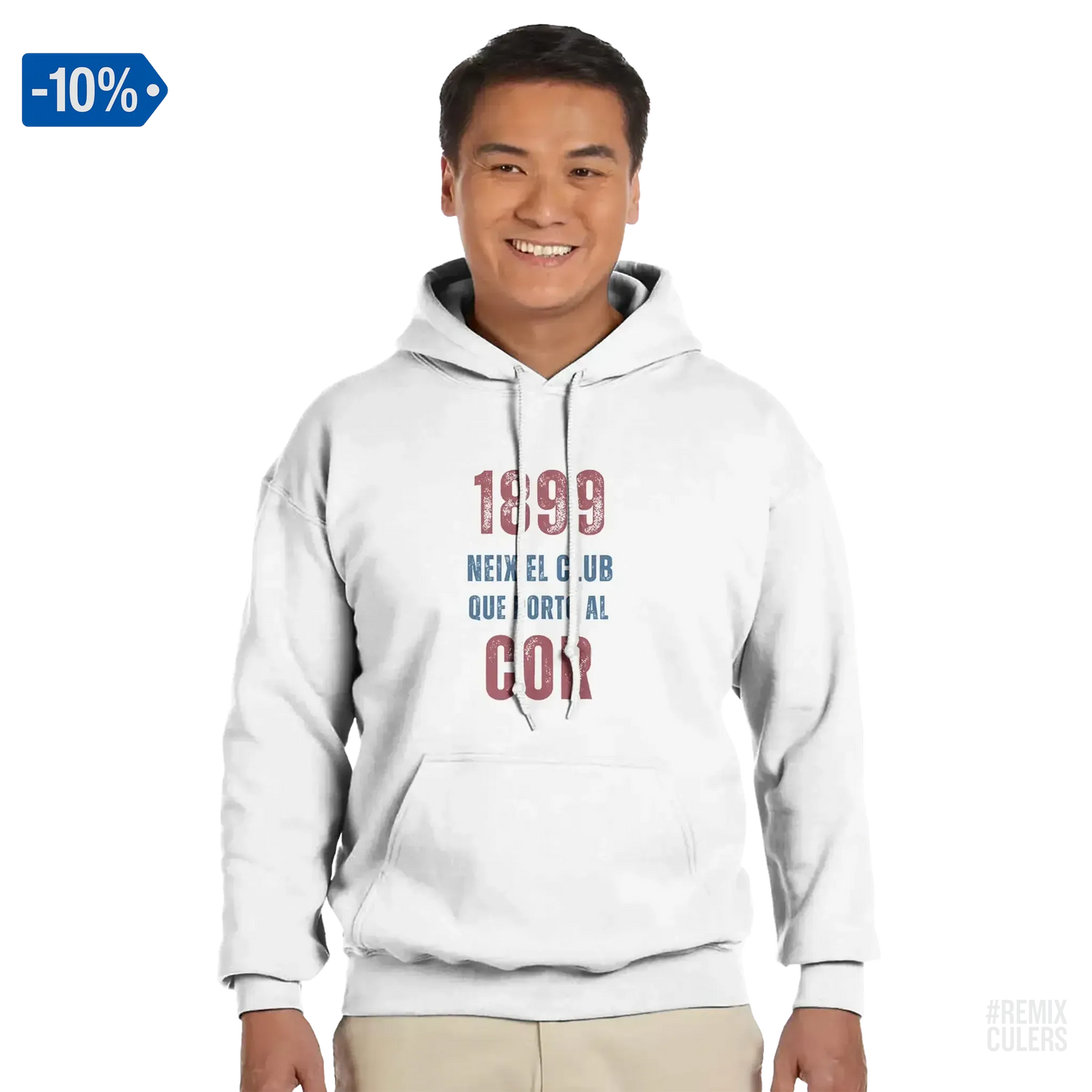 Sudadera con capucha unisex - 1899 Blanco – Print Material 1899 neix el club que porto al cor merch FCB Barça culers blaugrana història fundació orgull identitat futbol | remixculers