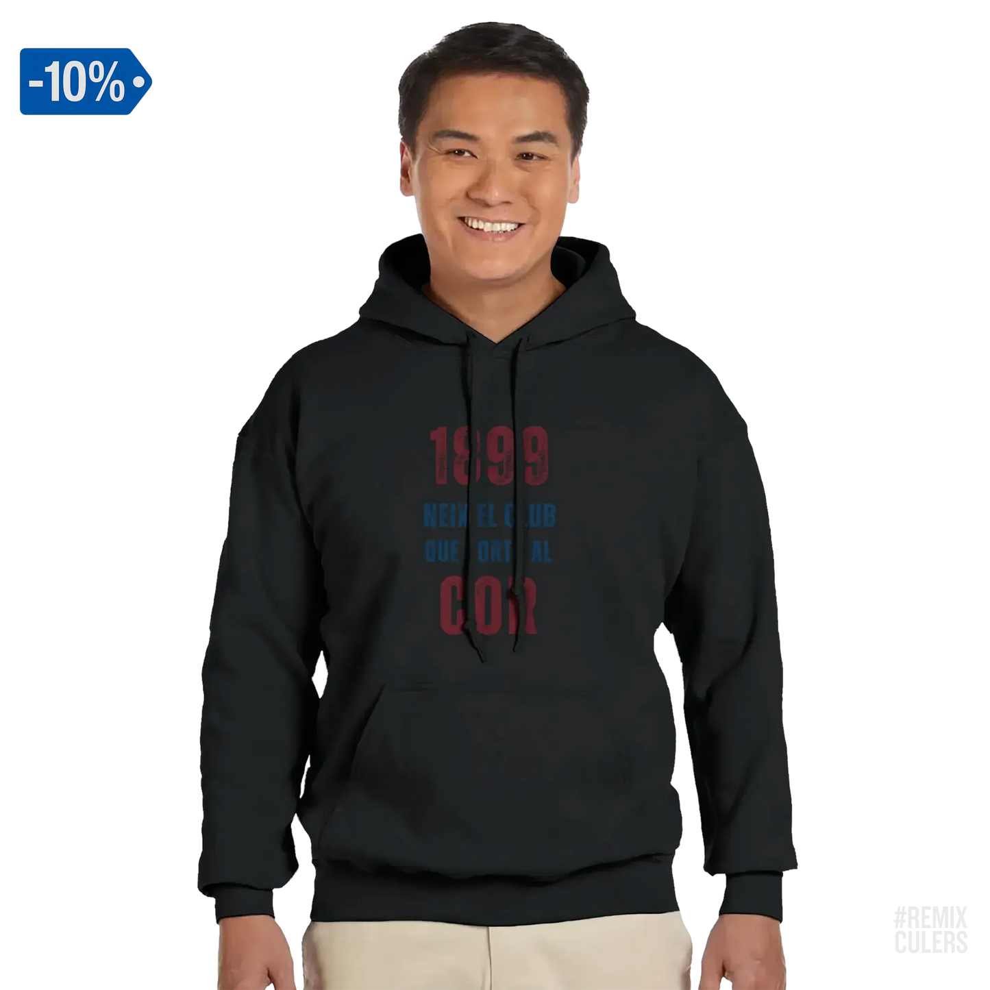Sudadera con capucha unisex - 1899 Negro – Print Material 1899 neix el club que porto al cor merch FCB Barça culers blaugrana història fundació orgull identitat futbol | remixculers