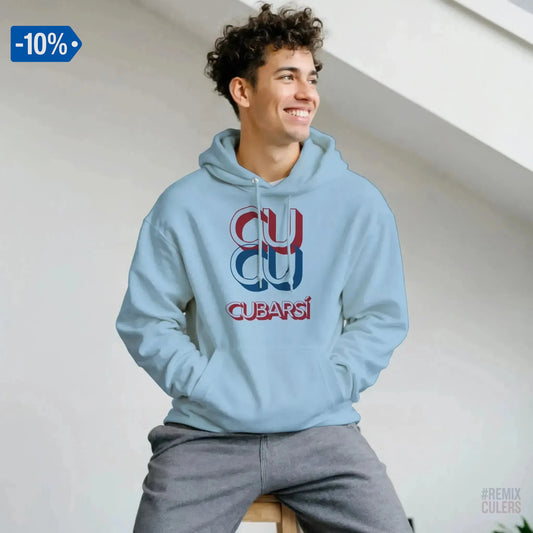 Sudadera con capucha unisex - CUCU CUBARSÍ Azul claro – Print Material Cu-Cu Cubarsí merch Pau Cubarsí FCB Barça culers blaugrana Masia joven promesa defensa futbol | remixculers