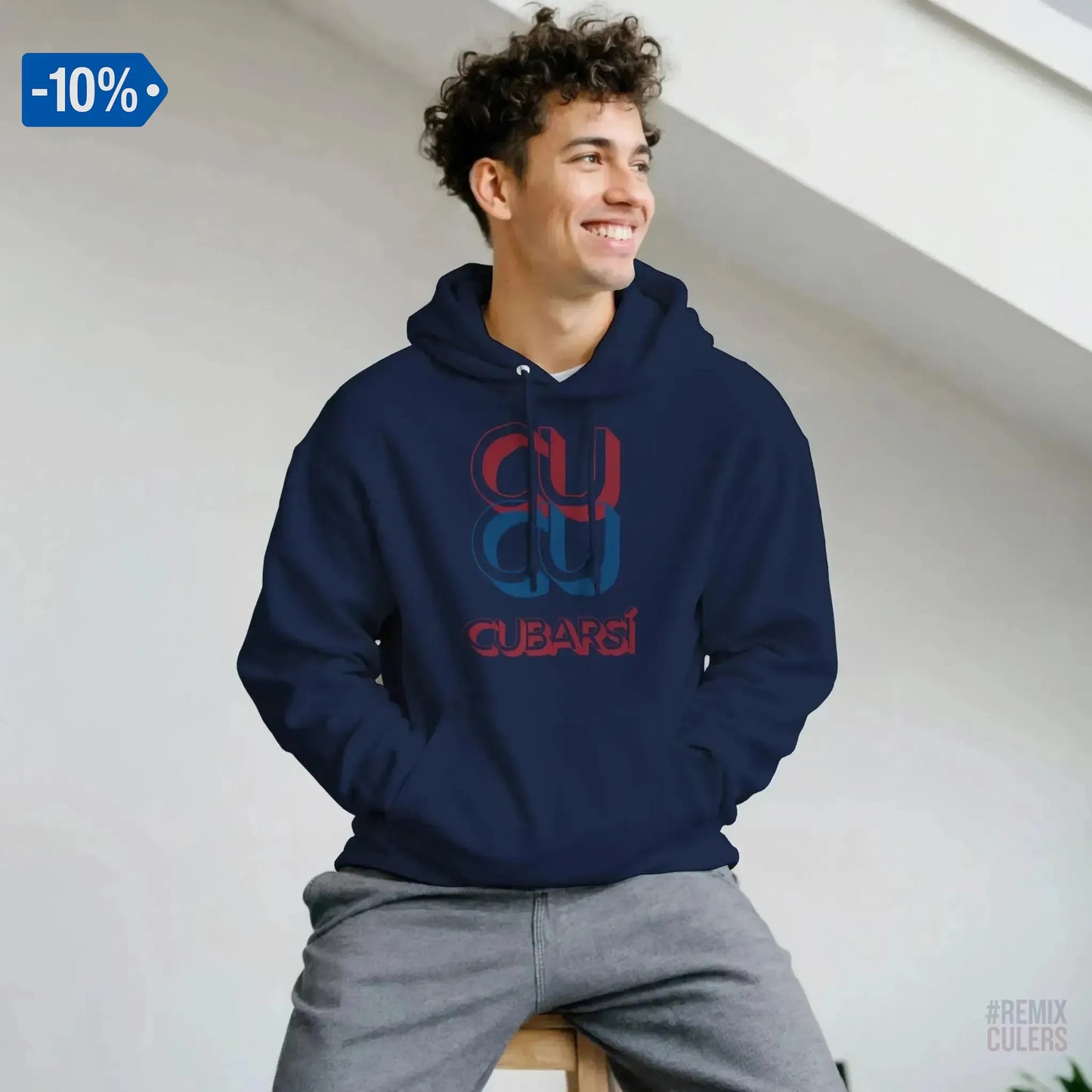 Sudadera con capucha unisex - CUCU CUBARSÍ Azul marino – Print Material Cu-Cu Cubarsí merch Pau Cubarsí FCB Barça culers blaugrana Masia joven promesa defensa futbol | remixculers