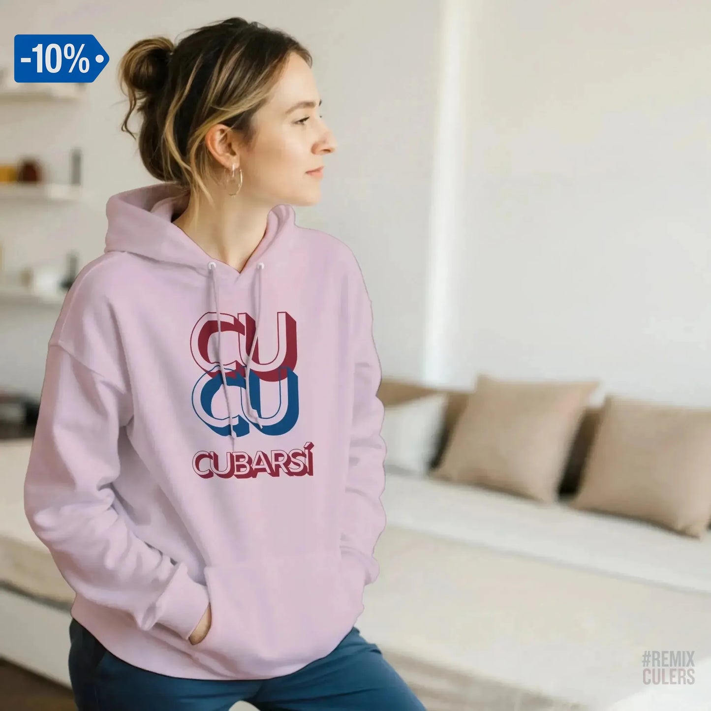 Sudadera con capucha unisex - CUCU CUBARSÍ Blanco – Print Material Cu-Cu Cubarsí merch Pau Cubarsí FCB Barça culers blaugrana Masia joven promesa defensa futbol | remixculers