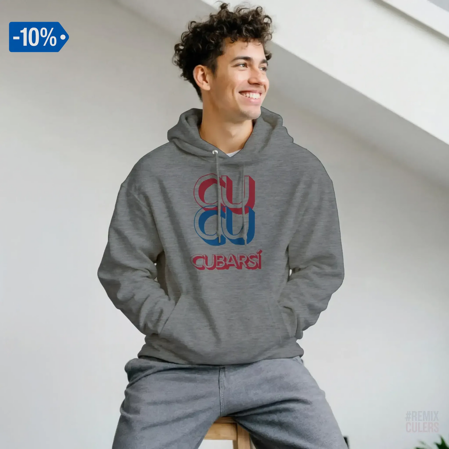 Sudadera con capucha unisex - CUCU CUBARSÍ Gris – Print Material Cu-Cu Cubarsí merch Pau Cubarsí FCB Barça culers blaugrana Masia joven promesa defensa futbol | remixculers