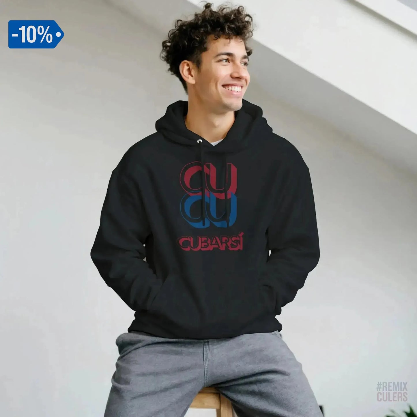Sudadera con capucha unisex - CUCU CUBARSÍ Negro – Print Material Cu-Cu Cubarsí merch Pau Cubarsí FCB Barça culers blaugrana Masia joven promesa defensa futbol | remixculers