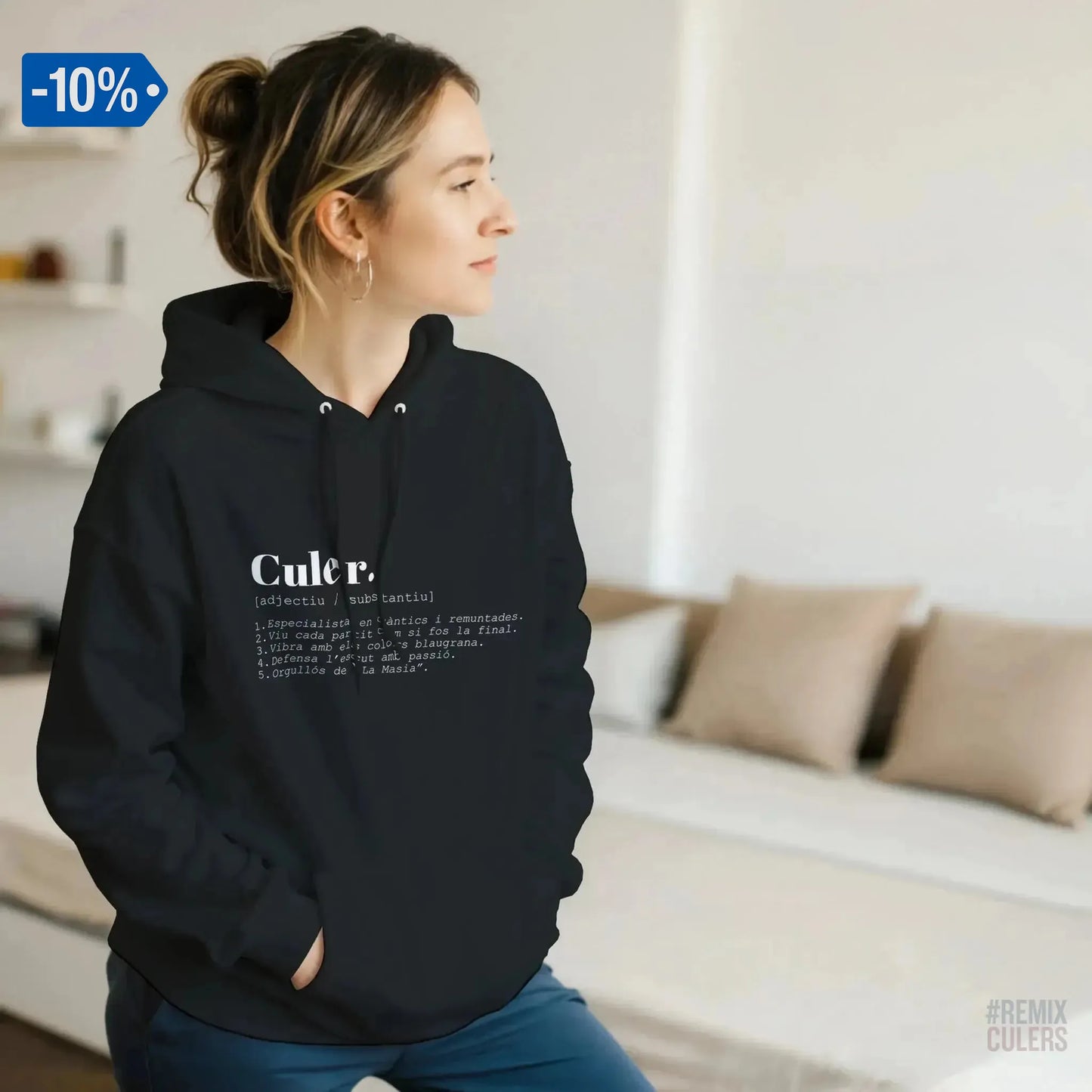 Sudadera con capucha unisex - DICCIONARIO "CULER" Negro – Print Material Diccionari Culer merch FCB Barça culers blaugrana frases cultura futbol | remixculers