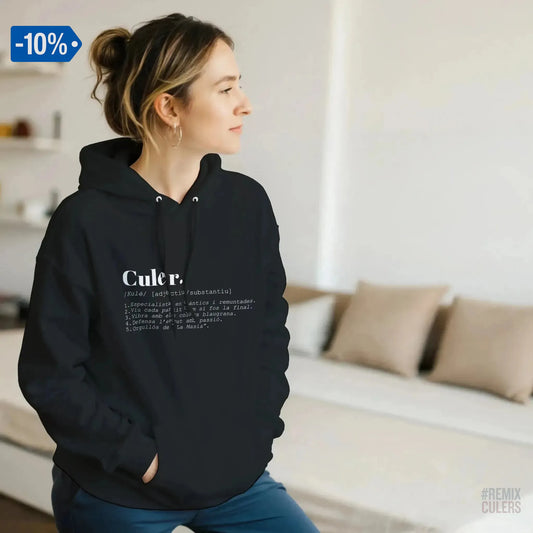 Sudadera con capucha unisex - DICCIONARIO "CULER" Rosa claro – Print Material Diccionari Culer merch FCB Barça culers blaugrana frases cultura futbol | remixculers