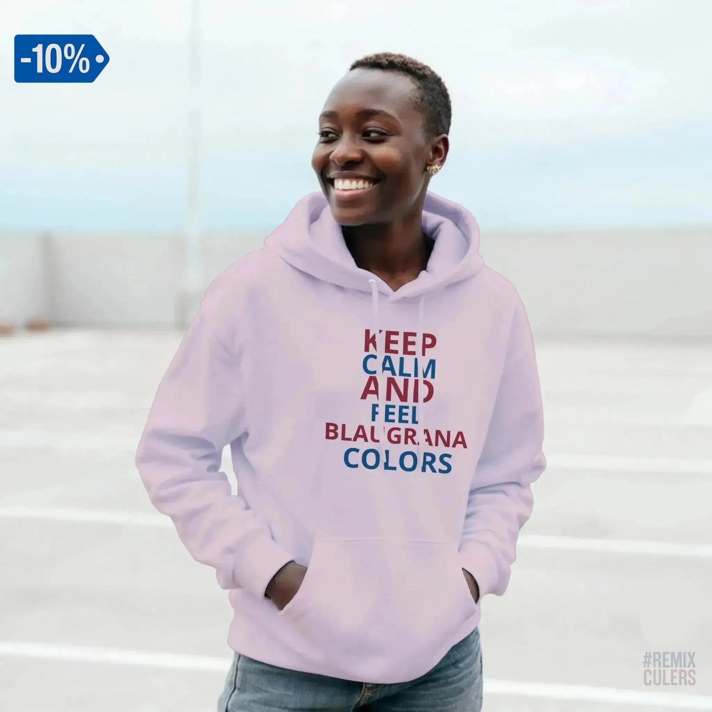 Sudadera con capucha unisex - KEEP CALM Rosa claro – Print Material Keep Calm merch FCB Barça culers blaugrana football fan pride passion | remixculers