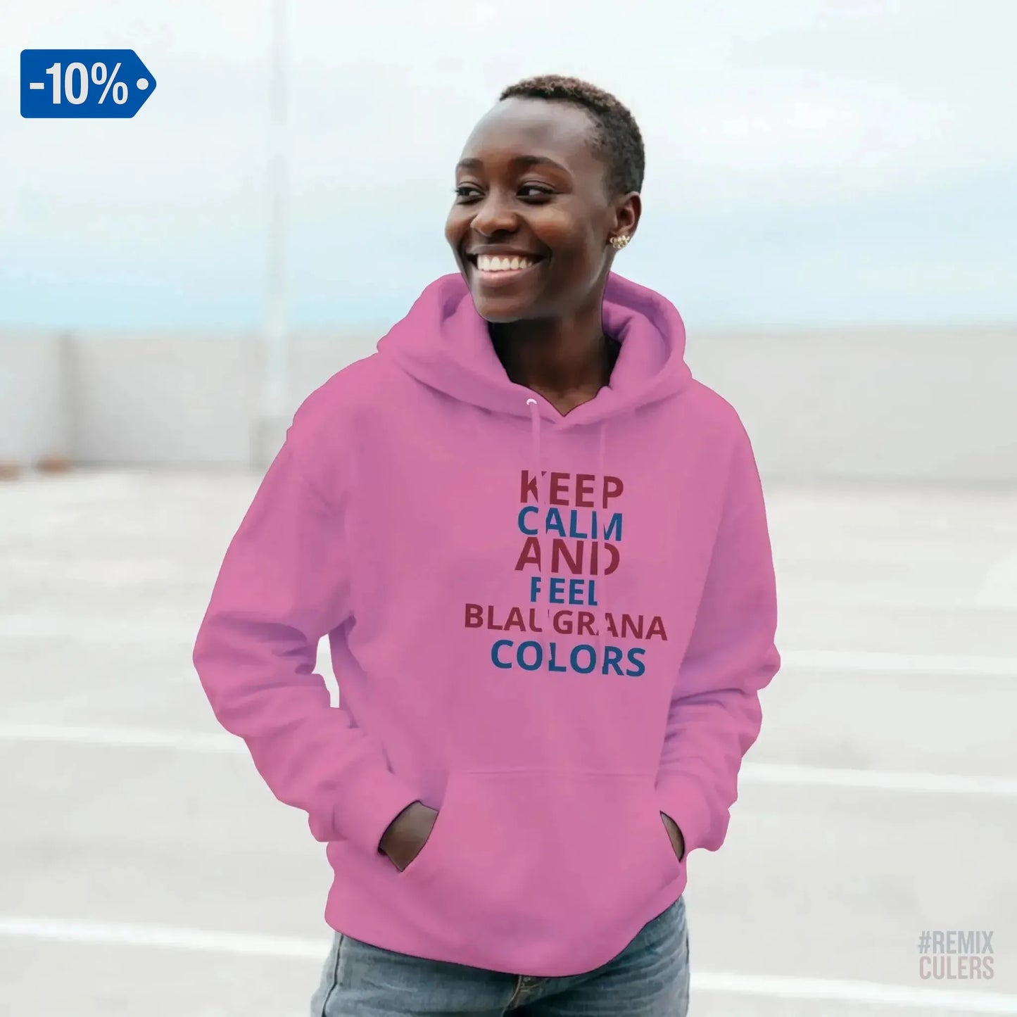 Sudadera con capucha unisex - KEEP CALM Rosa – Print Material Keep Calm merch FCB Barça culers blaugrana football fan pride passion | remixculers