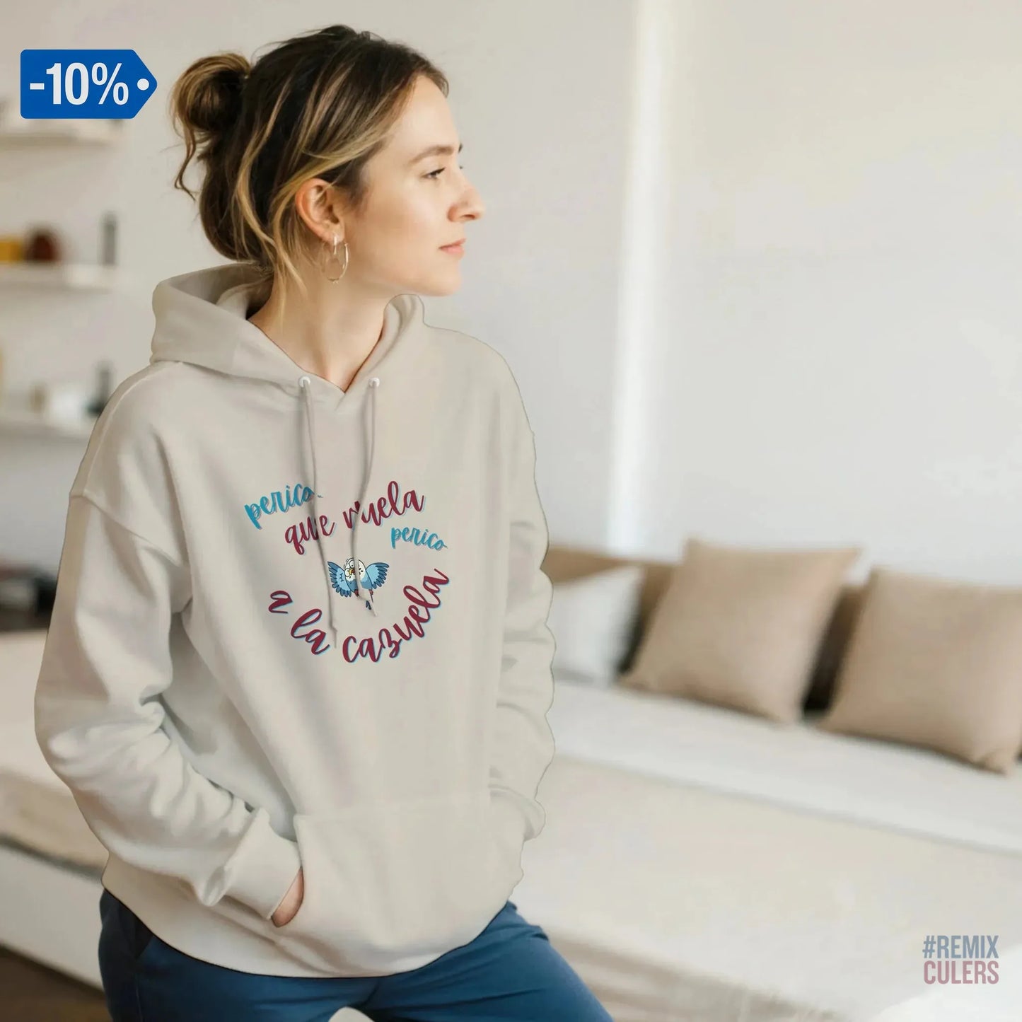 Sudadera con capucha unisex - PERICO QUE... Blanco – Print Material merch FCB Barça culer culers blaugrana español perico rival futbol | remixculers