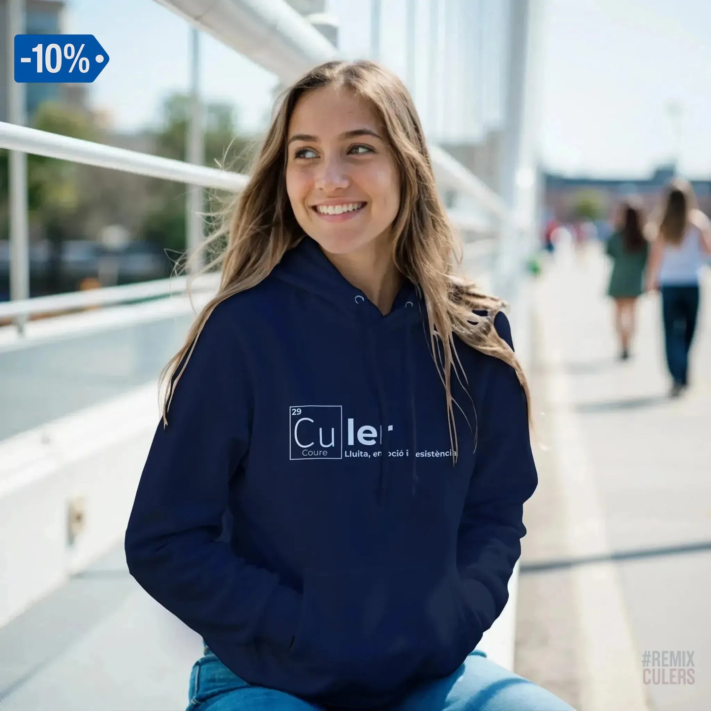 Sudadera con capucha unisex - QUÍMICA CULER Azul marino – Print Material Científicament Culer merch FCB Barça culers blaugrana ciència i futbol passió | remixculers