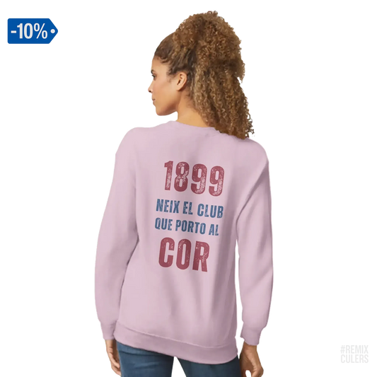 Sudadera unisex - 1899 Rosa claro – Print Material 1899 neix el club que porto al cor merch FCB Barça culers blaugrana història fundació orgull identitat futbol | remixculers