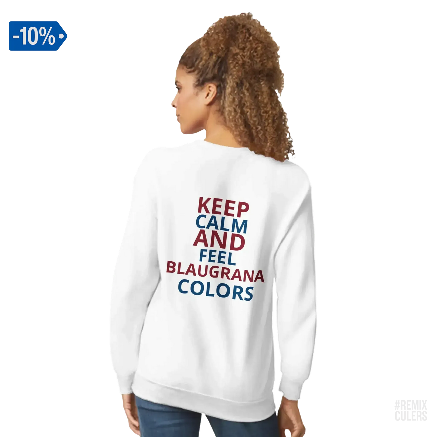 Sudadera unisex - KEEP CALM Blanco – Print Material Keep Calm merch FCB Barça culers blaugrana football fan pride passion | remixculers