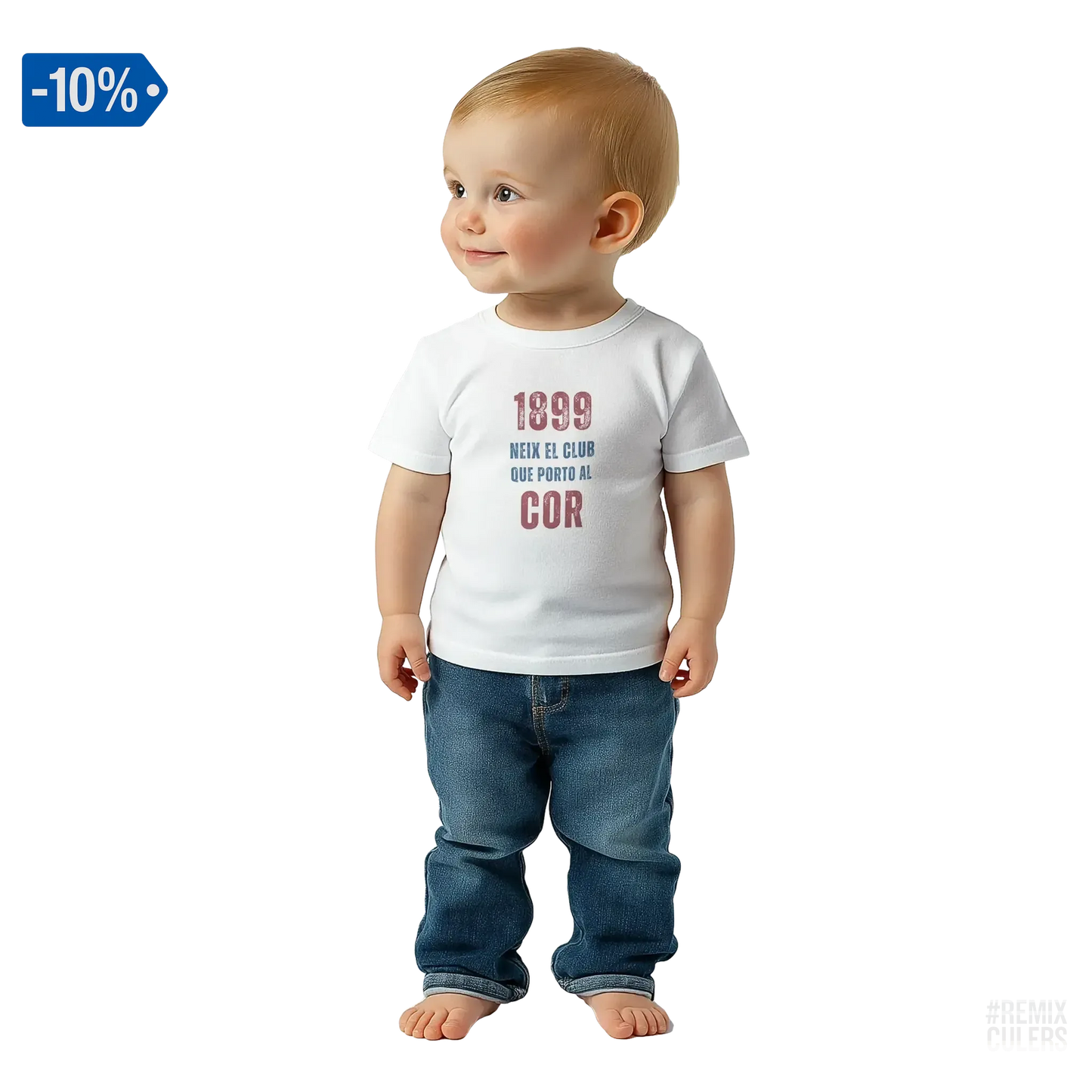 Camiseta bebé - 1899 Blanco – Print Material 1899 neix el club que porto al cor merch FCB Barça culers blaugrana història fundació orgull identitat futbol | remixculers