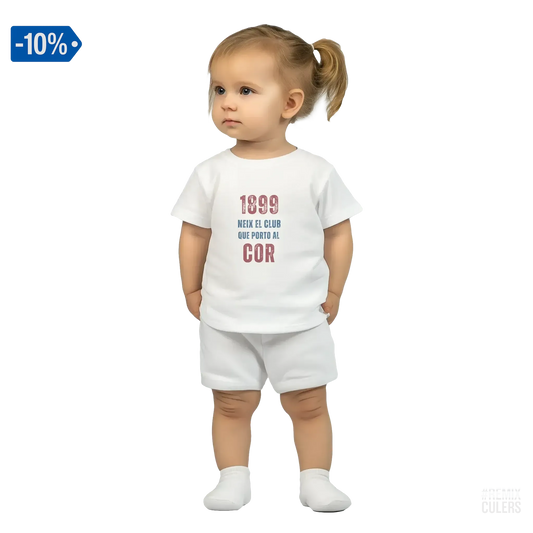 Camiseta bebé - 1899 Blanco – Print Material 1899 neix el club que porto al cor merch FCB Barça culers blaugrana història fundació orgull identitat futbol | remixculers