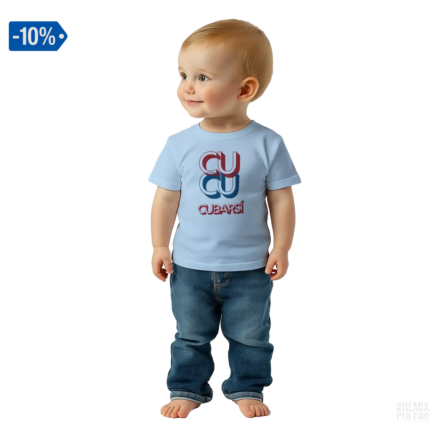 Camiseta bebé - CUCU CUBARSÍ Azul claro – Print Material Cu-Cu Cubarsí merch Pau Cubarsí FCB Barça culers blaugrana Masia joven promesa defensa futbol | remixculers