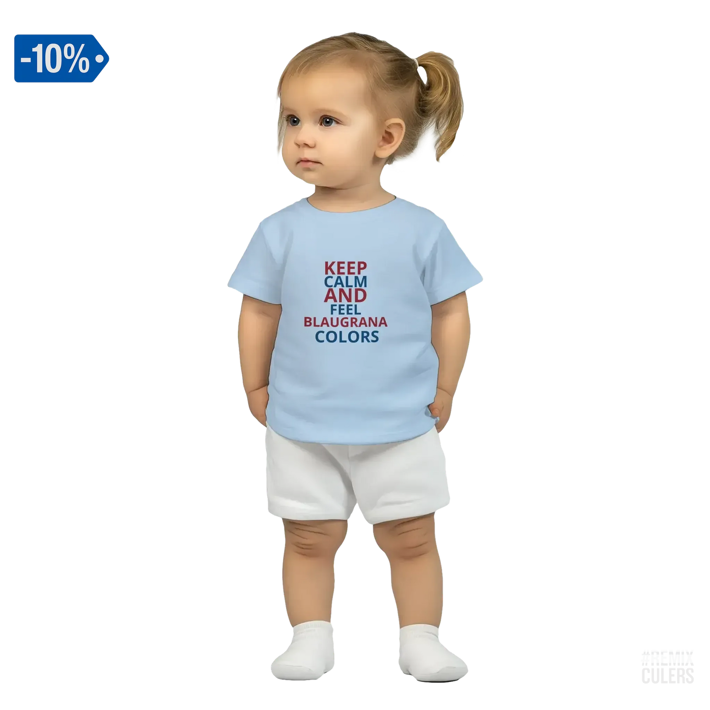 Camiseta bebé - KEEP CALM Azul claro – Print Material Keep Calm merch FCB Barça culers blaugrana football fan pride passion | remixculers
