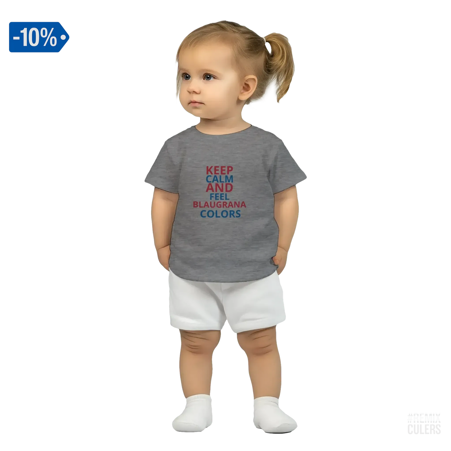 Camiseta bebé - KEEP CALM Gris – Print Material Keep Calm merch FCB Barça culers blaugrana football fan pride passion | remixculers