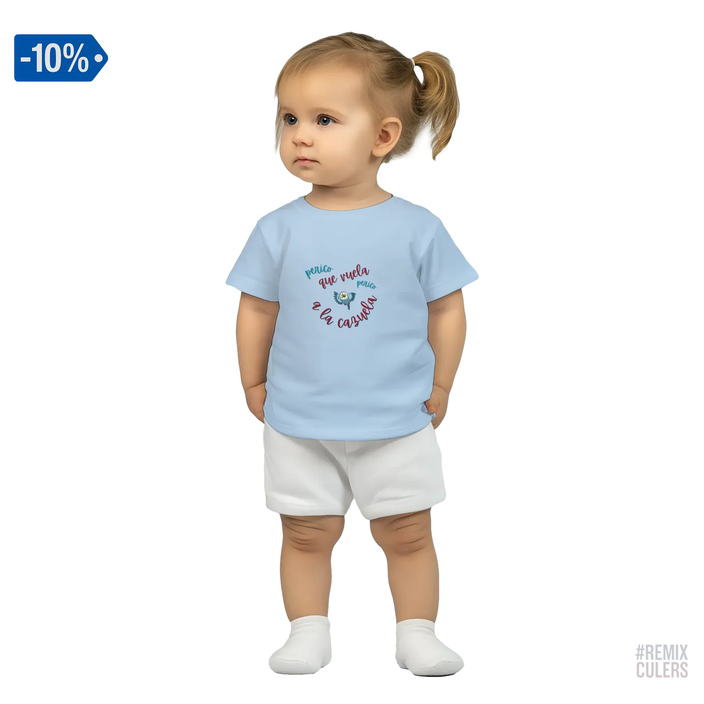 Camiseta bebé - PERICO QUE... Azul claro – Print Material merch FCB Barça culer culers blaugrana español perico rival futbol | remixculers