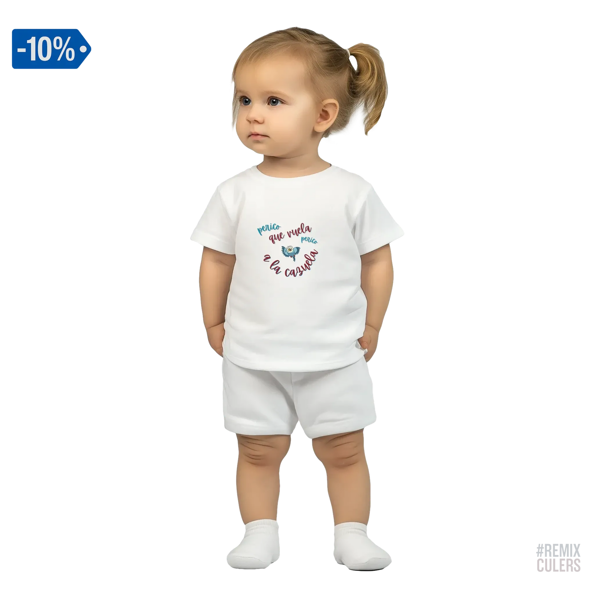 Camiseta bebé - PERICO QUE... Blanco – Print Material merch FCB Barça culer culers blaugrana español perico rival futbol | remixculers