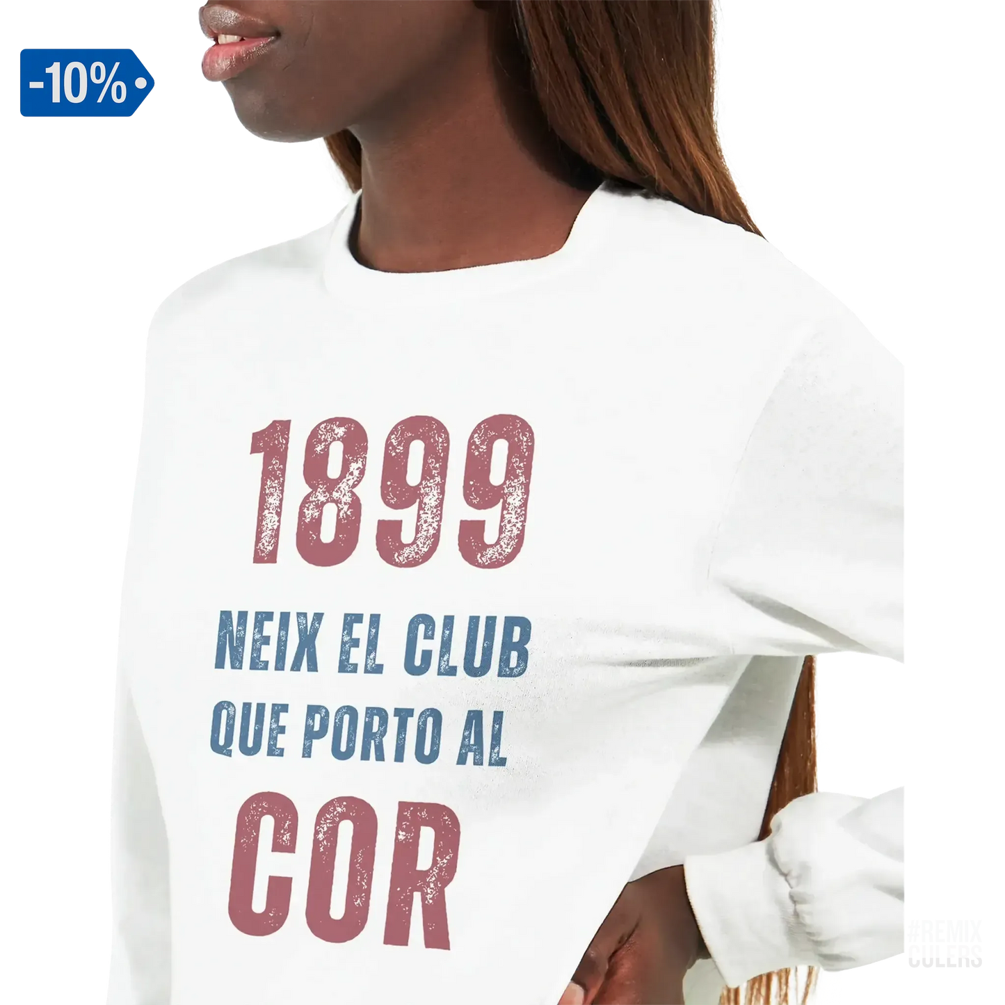 Camiseta de manga larga unisex - 1899 Blanco – Print Material 1899 neix el club que porto al cor merch FCB Barça culers blaugrana història fundació orgull identitat futbol | remixculers