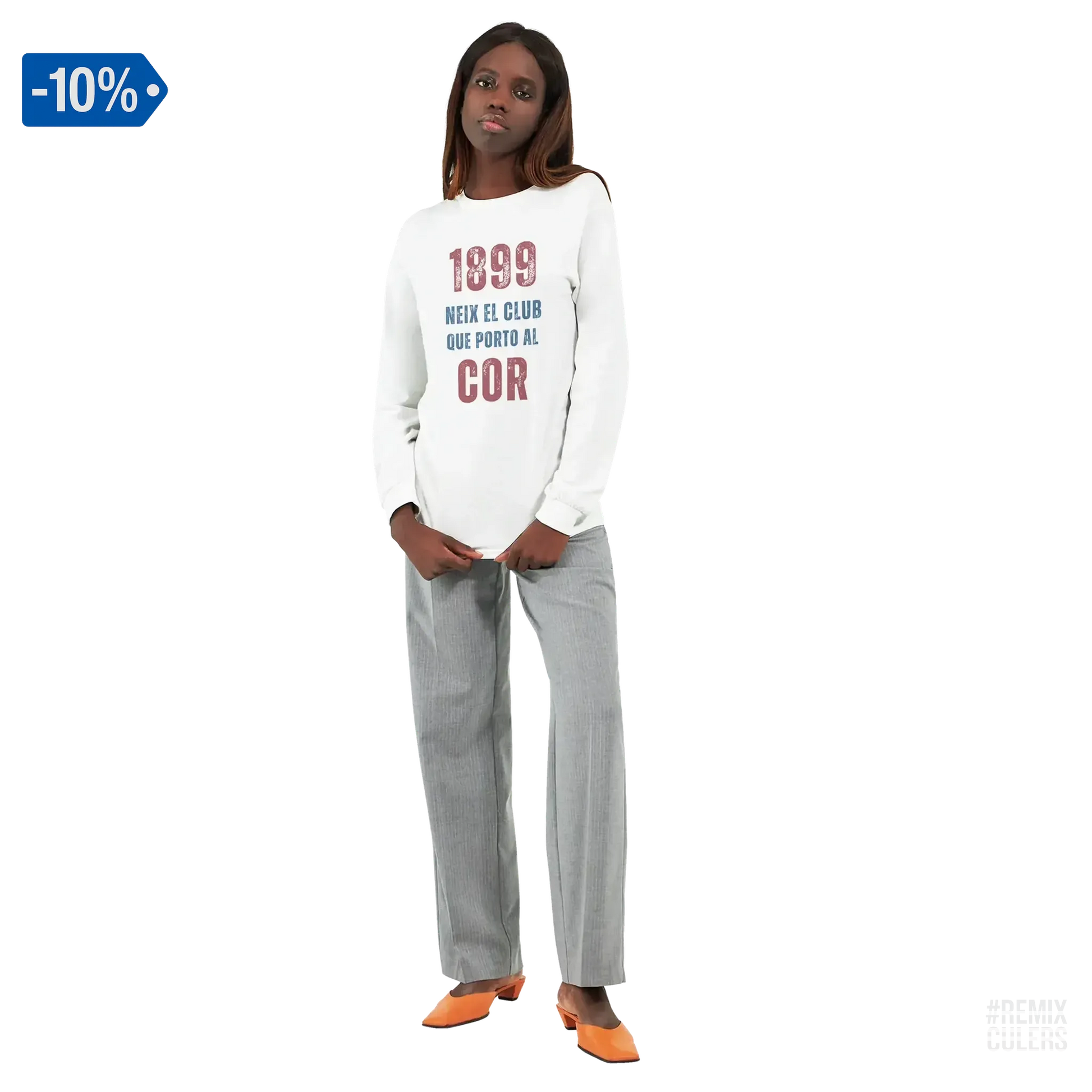 Camiseta de manga larga unisex - 1899 Blanco – Print Material 1899 neix el club que porto al cor merch FCB Barça culers blaugrana història fundació orgull identitat futbol | remixculers