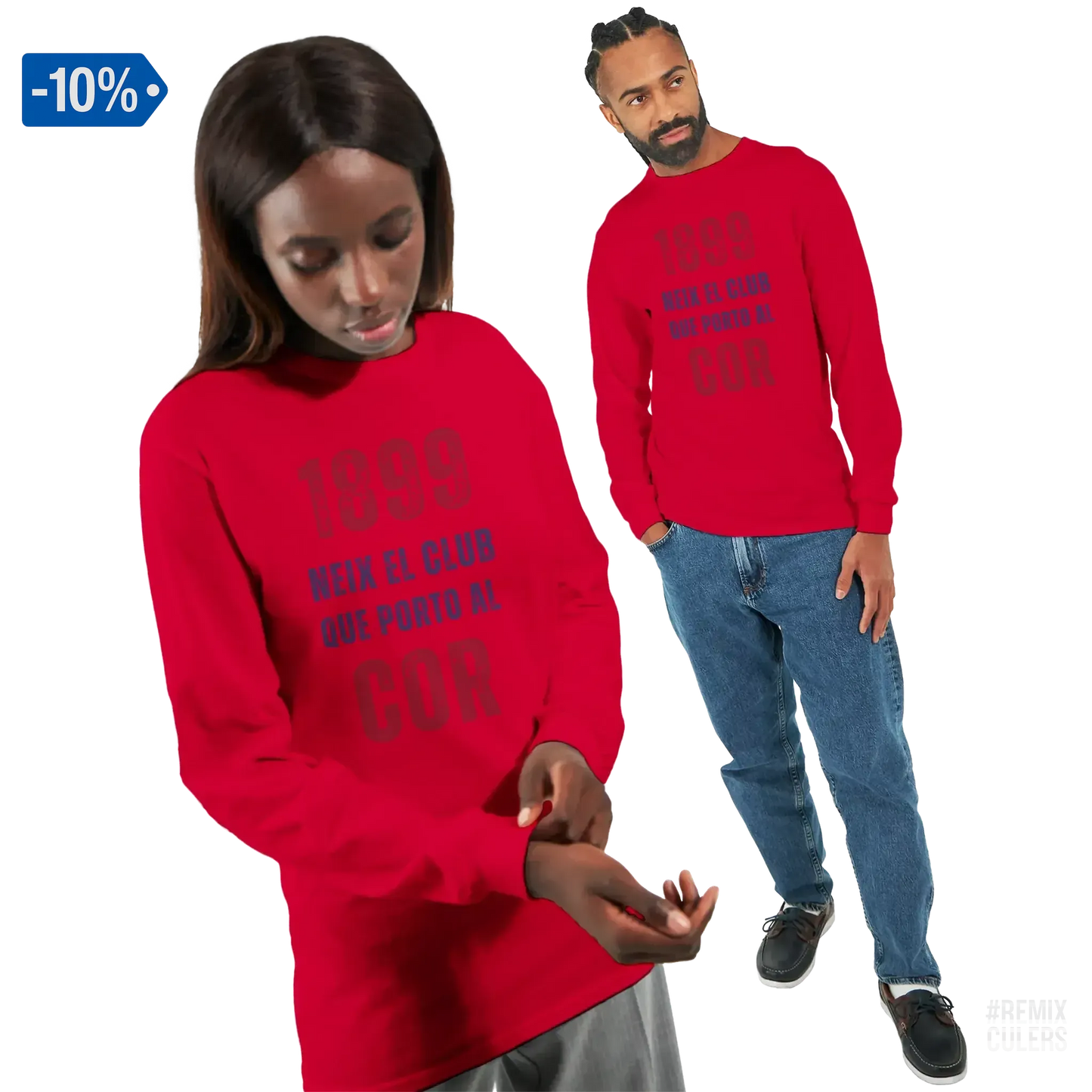 Camiseta de manga larga unisex - 1899 Rojo – Print Material 1899 neix el club que porto al cor merch FCB Barça culers blaugrana història fundació orgull identitat futbol | remixculers