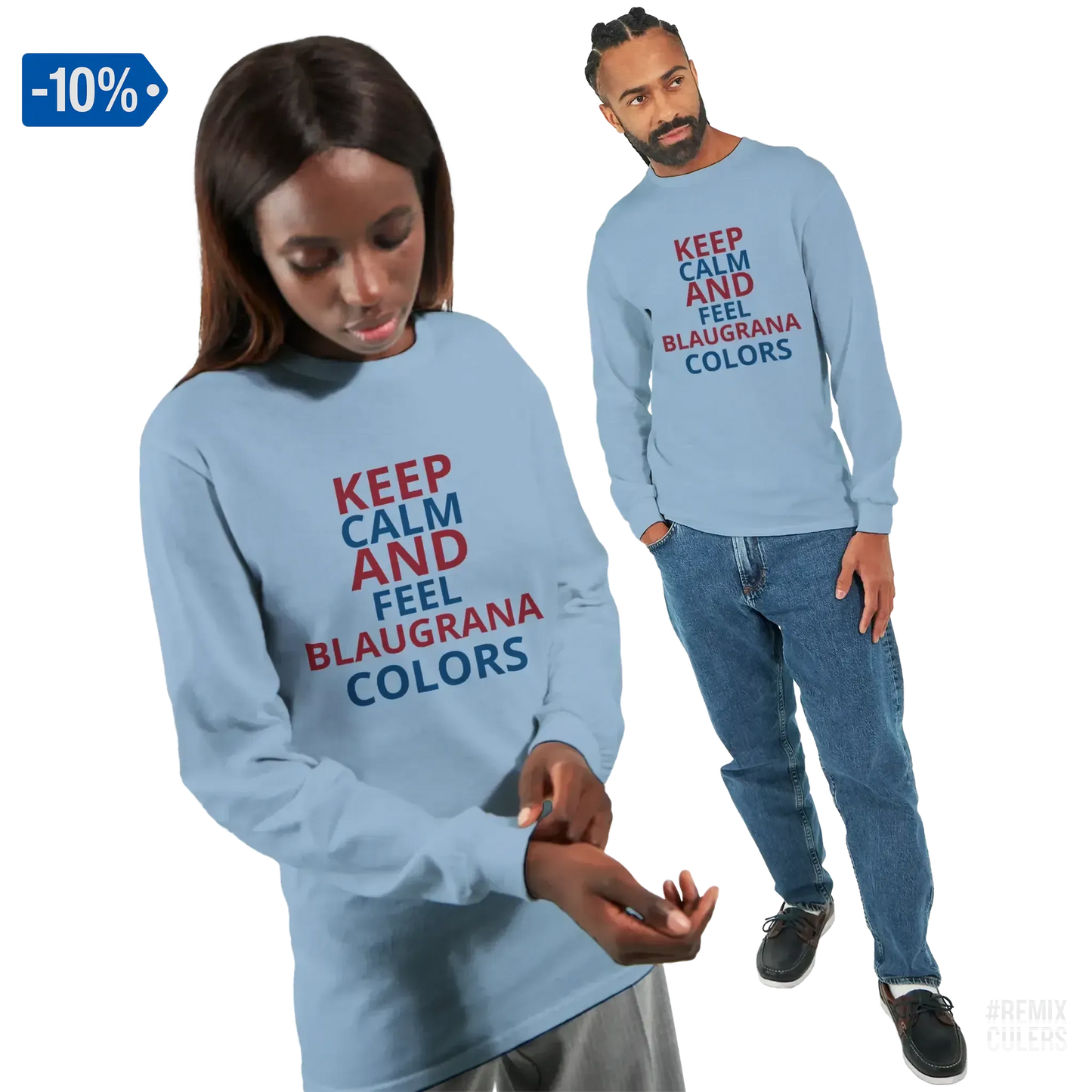 Camiseta de manga larga unisex - KEEP CALM Azul claro – Print Material Keep Calm merch FCB Barça culers blaugrana football fan pride passion | remixculers