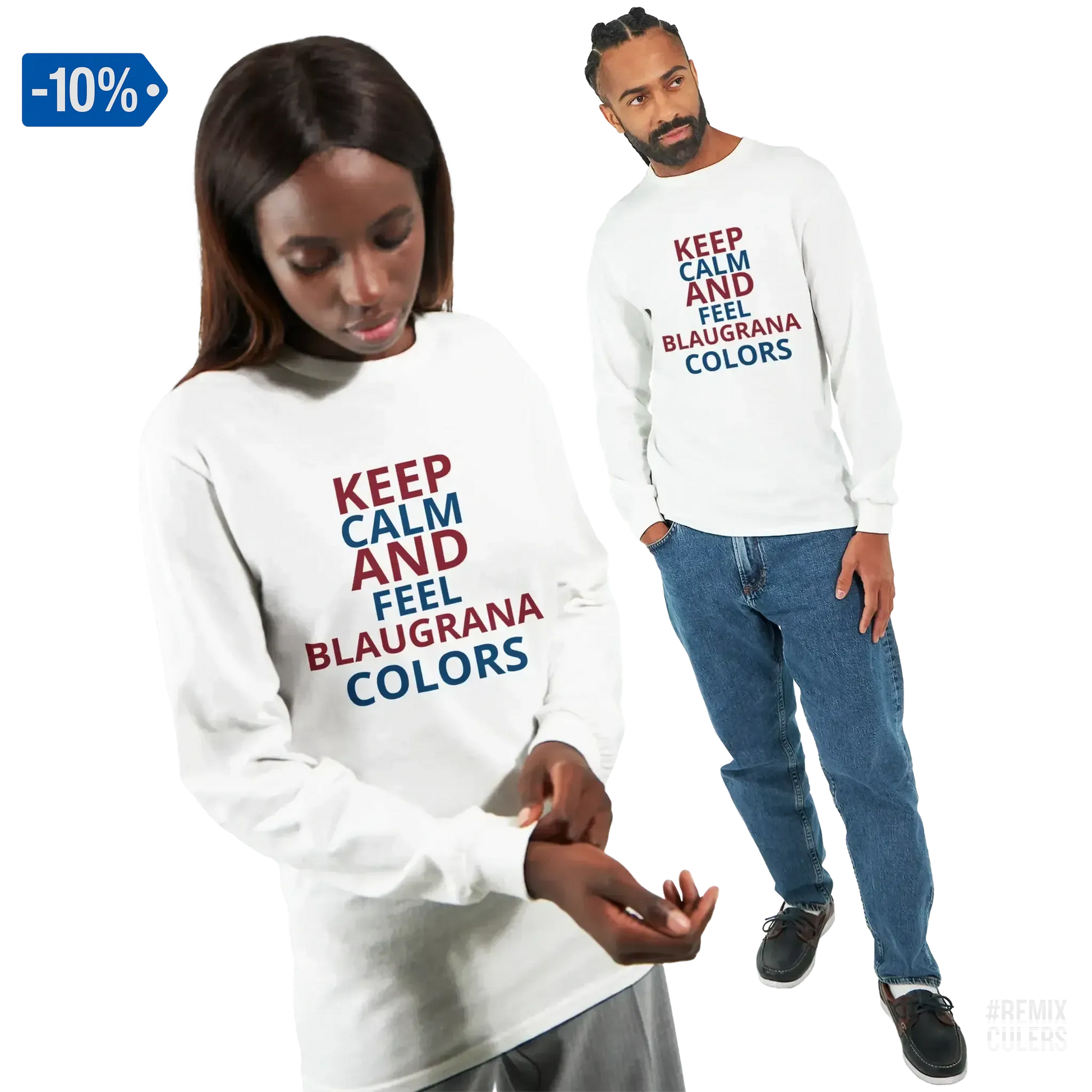 Camiseta de manga larga unisex - KEEP CALM Blanco – Print Material Keep Calm merch FCB Barça culers blaugrana football fan pride passion | remixculers