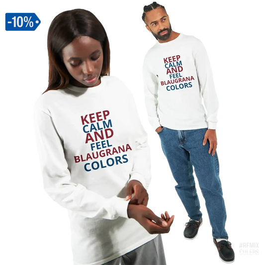 Camiseta de manga larga unisex - KEEP CALM Blanco – Print Material Keep Calm merch FCB Barça culers blaugrana football fan pride passion | remixculers