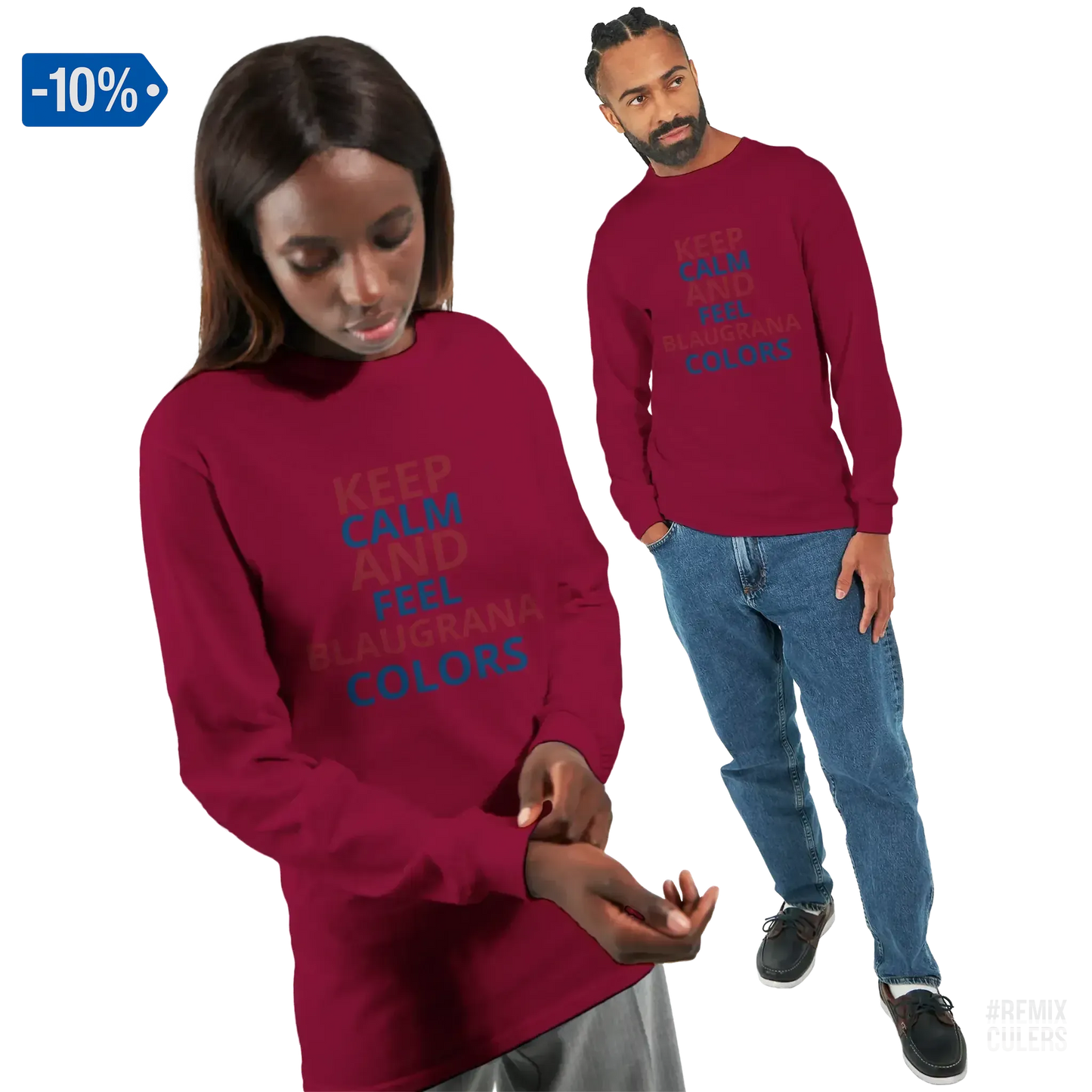 Camiseta de manga larga unisex - KEEP CALM Rojo cereza – Print Material Keep Calm merch FCB Barça culers blaugrana football fan pride passion | remixculers