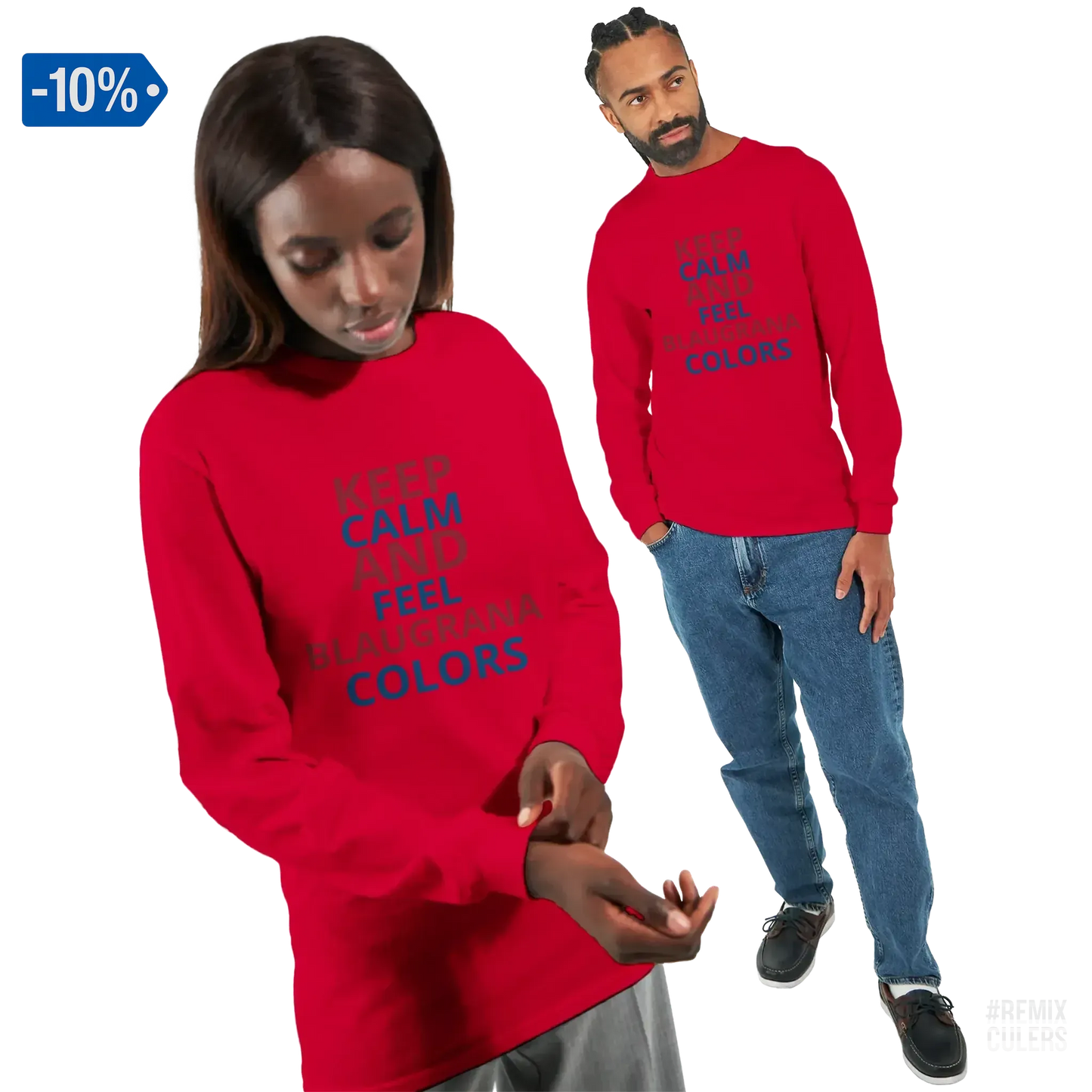 Camiseta de manga larga unisex - KEEP CALM Rojo – Print Material Keep Calm merch FCB Barça culers blaugrana football fan pride passion | remixculers