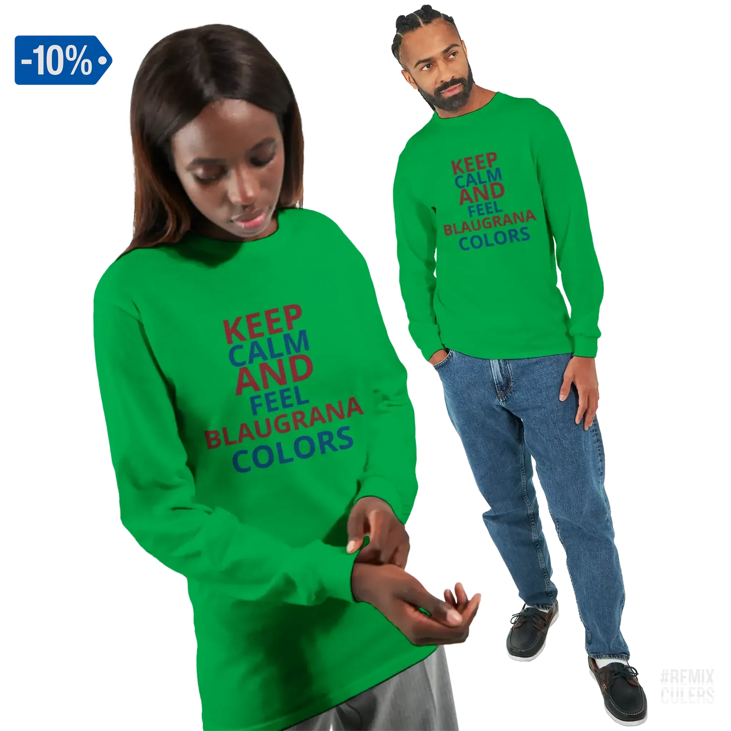 Camiseta de manga larga unisex - KEEP CALM Verde – Print Material Keep Calm merch FCB Barça culers blaugrana football fan pride passion | remixculers