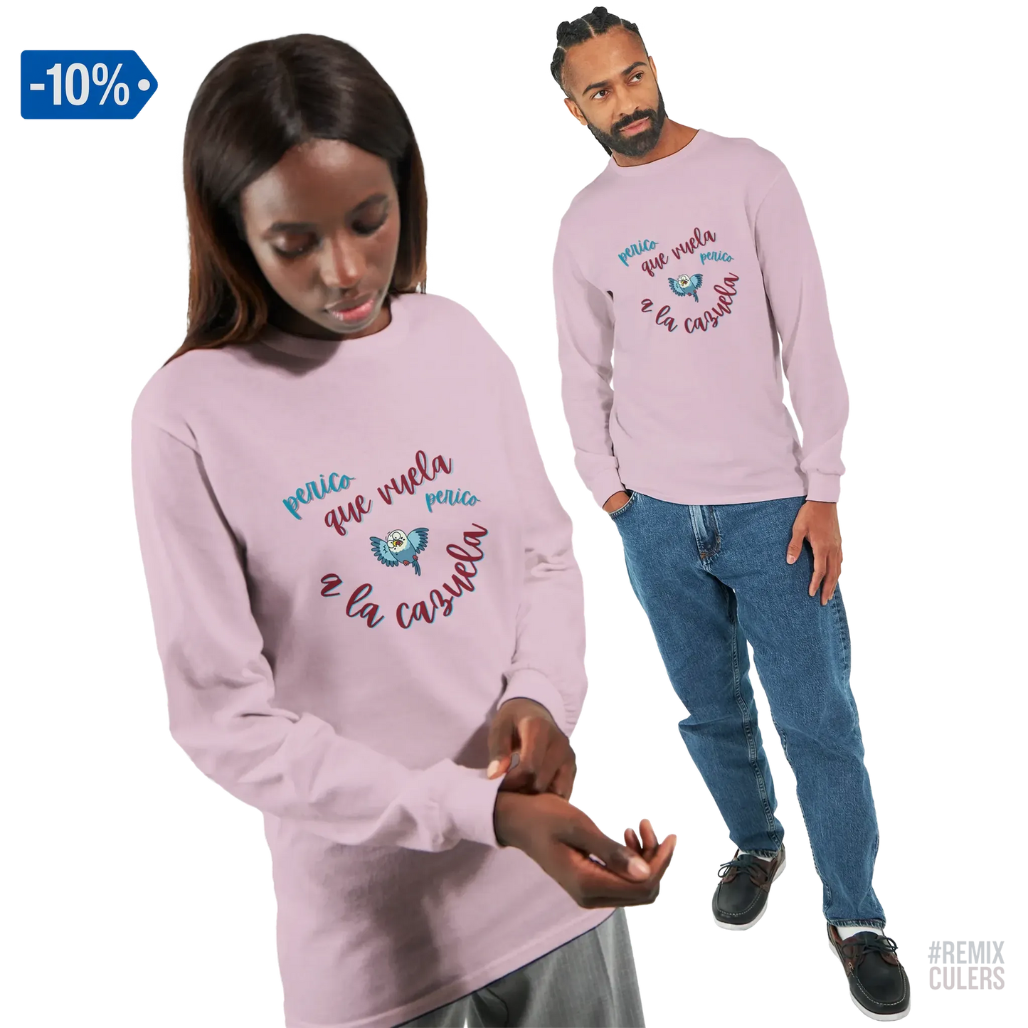 Camiseta de manga larga unisex - PERICO QUE... Blanco – Print Material merch FCB Barça culer culers blaugrana español perico rival futbol | remixculers