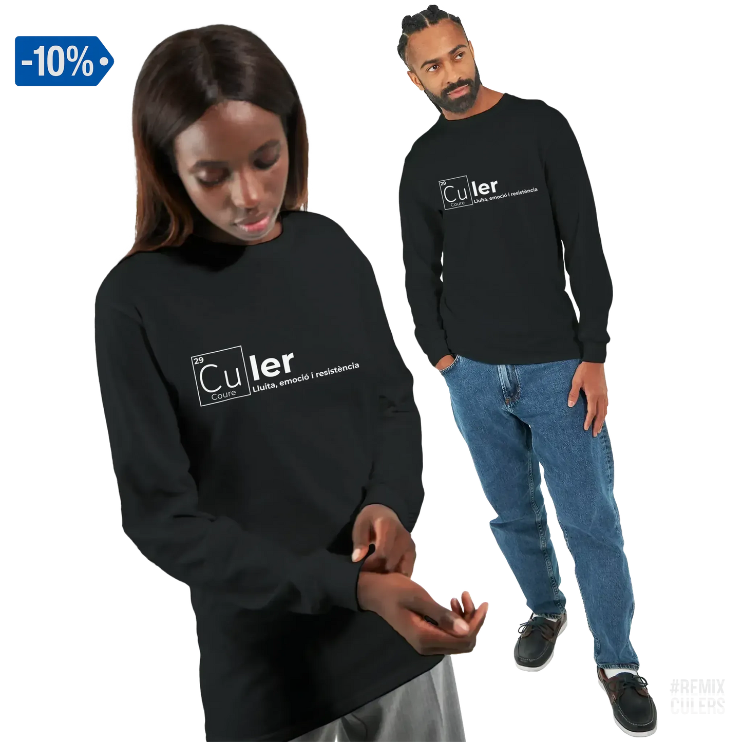 Camiseta de manga larga unisex - QUÍMICA CULER Negro – Print Material Científicament Culer merch FCB Barça culers blaugrana ciència i futbol passió | remixculers